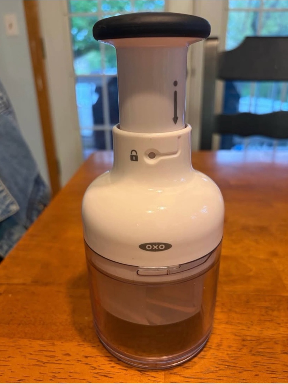OXO White and Black Push-Top Food Chopper